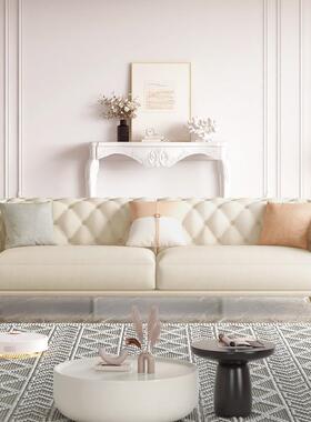 奶感油风拉扣沙发轻奢布艺小法式复古大户APN型客直厅美式简约排