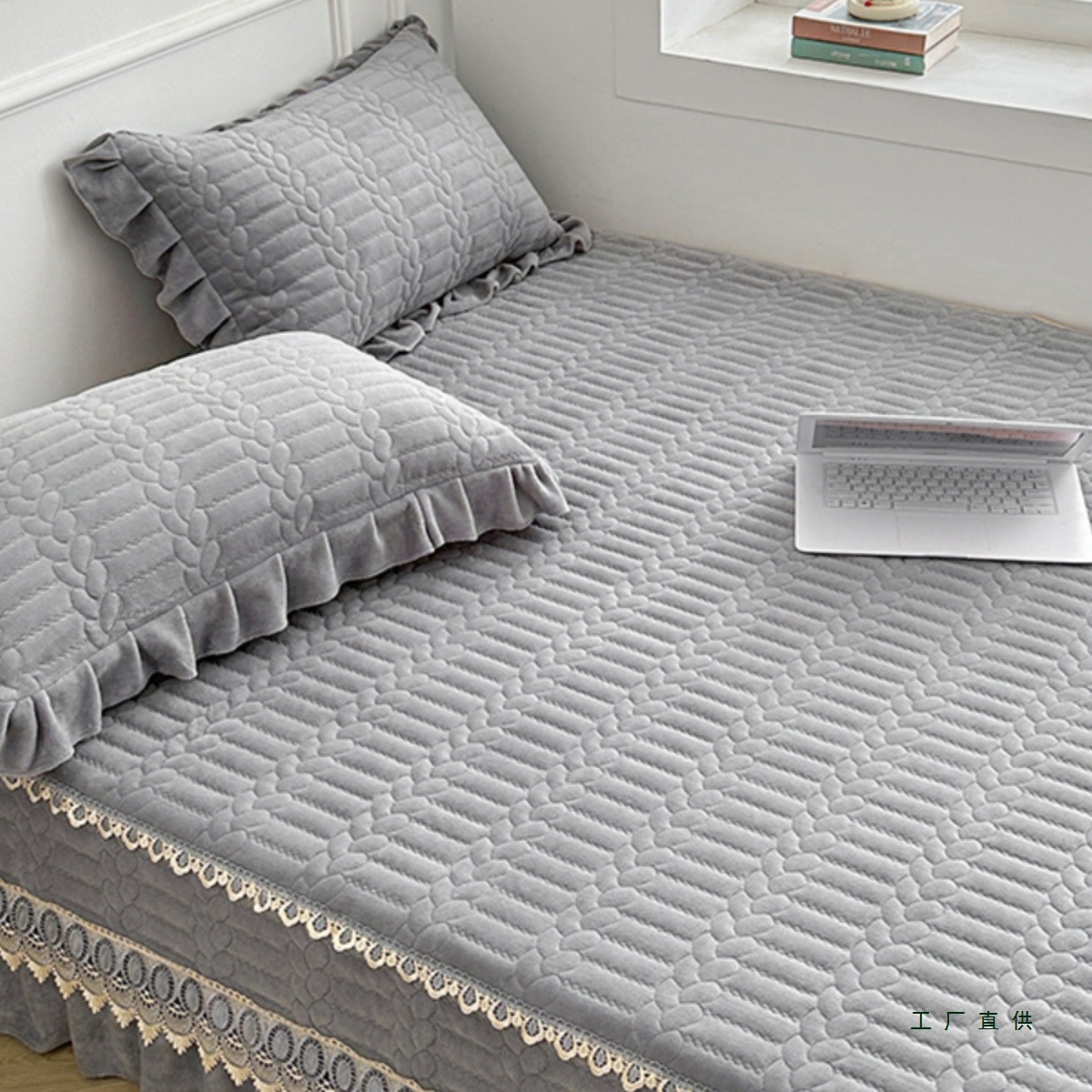 纯色新款牛奶绒榻榻米床单单件专用夹棉防滑床盖农村大炕套罩垫毯