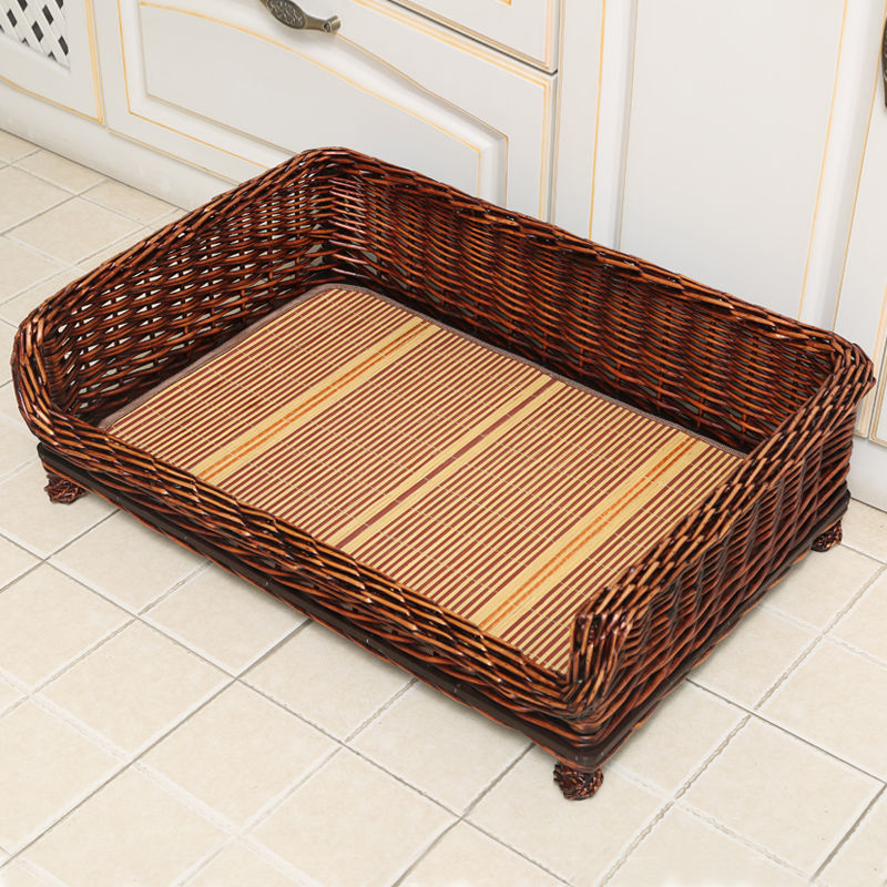 狗窝藤编四季通用狗床狗沙发猫窝猫床可拆洗泰迪大中小型犬宠威东