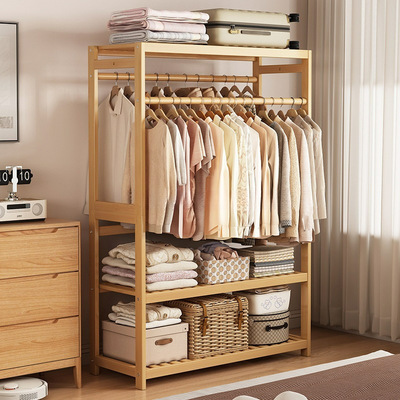 实木衣架家用落地式衣帽架宿舍出租屋省空间收纳容量衣柜工厂直供