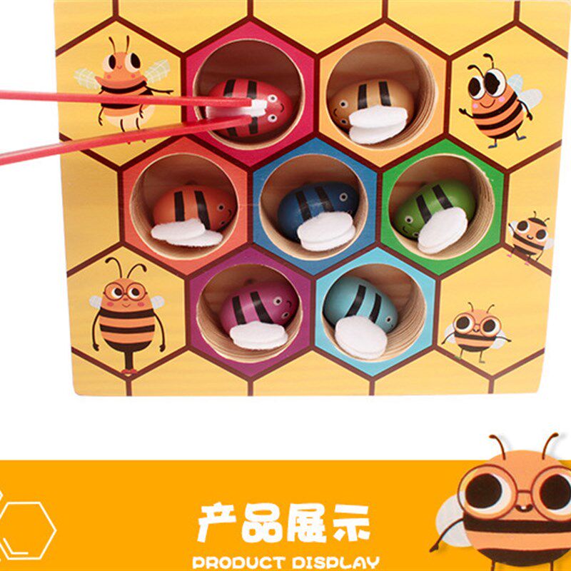 速发木制儿童教育夹夹乐蜂箱益智颜色认知夹玩具