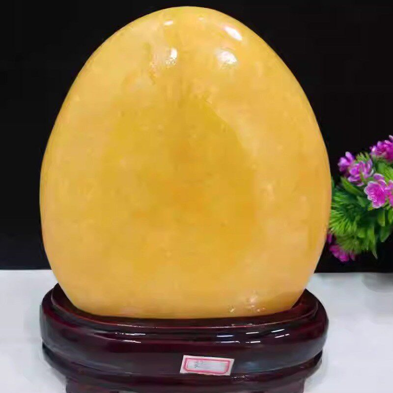 速发超值黄蜡石米黄玉摆件观赏石奇石玉石原石黄色镇宅石头送座