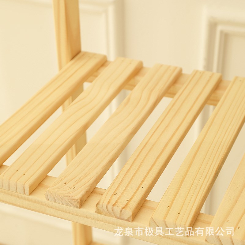 速发实木置物架子简易客厅书架卧室房间收纳储物架木隔板落地层架