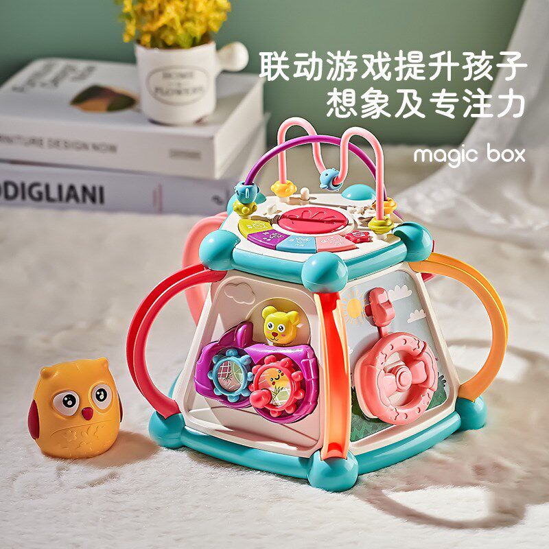 速发婴儿玩具七面鼓六面体手拍鼓拍拍鼓益智1岁幼儿宝宝音乐玩具