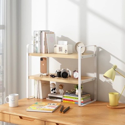 速发桌上书柜整理架桌面收纳置物架书架两层办公室工位收纳架小型