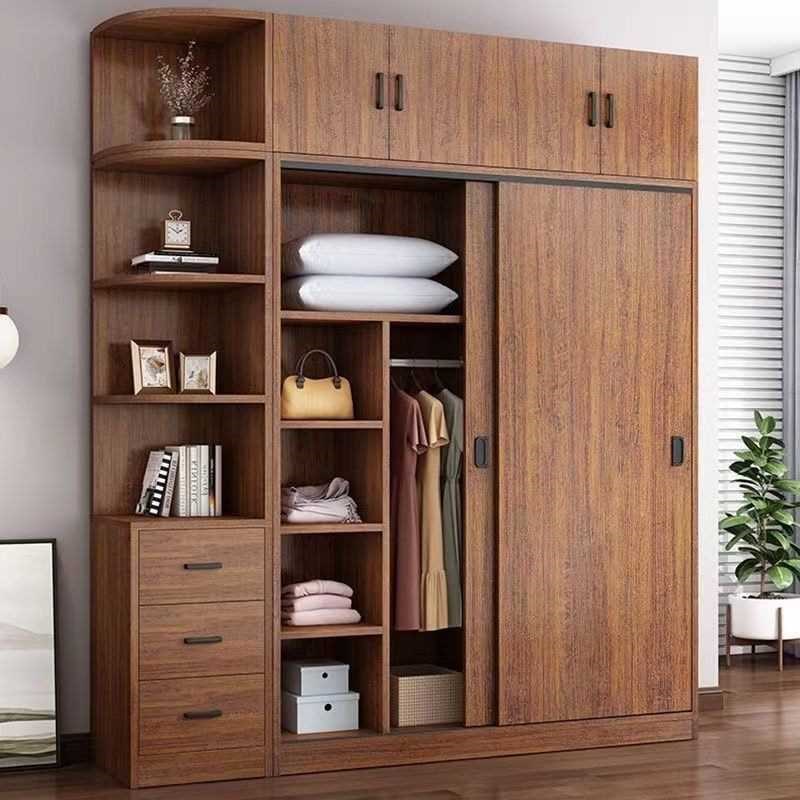 速发【直播】实木推拉门衣柜家用卧室简约儿童大衣橱经济型出