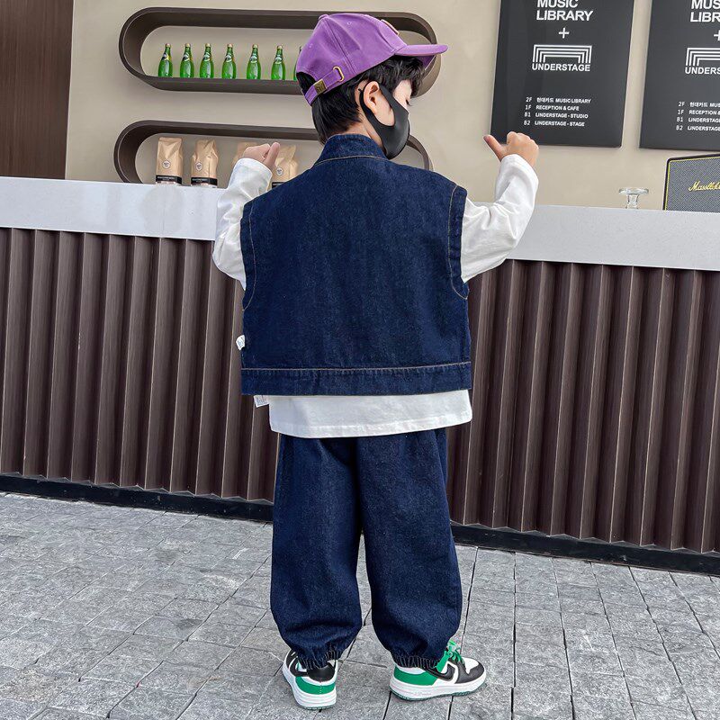 现货速发男童秋装三件套新款中小童4洋气5男孩6岁7春时髦运动牛仔