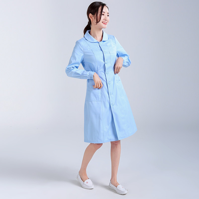 速发护士服长袖春夏大褂医生服白蓝粉色院药店医护工
