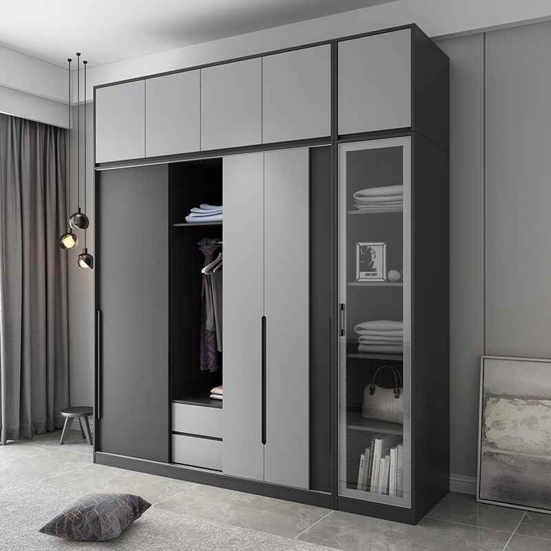 速发【折扣价】简约卧室组装推拉门衣柜 风简易板式储物柜子