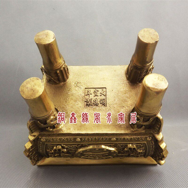 速发大号铜鼎方鼎 纯铜青铜鼎千秋鼎盛摆设 四足黄铜盛字鼎办公室