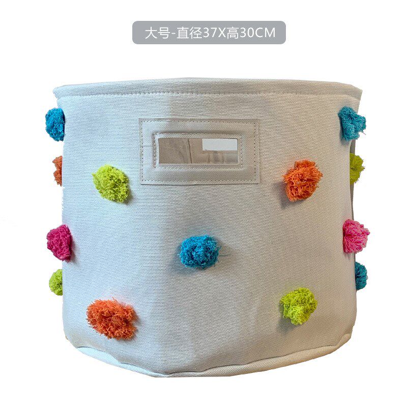速发儿童玩具收纳桶带毛球收纳筐加厚帆布玩具箱衣服收纳袋脏衣桶