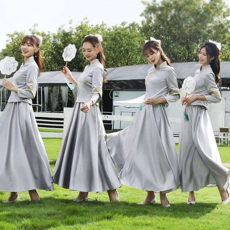 速发伴娘服中式伴郎服兄弟装2024新款中国风旗袍姐妹裙伴娘团婚礼