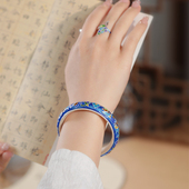 999纯银珐琅彩手镯女非遗手工景泰蓝国风银手镯送妈妈银饰礼物