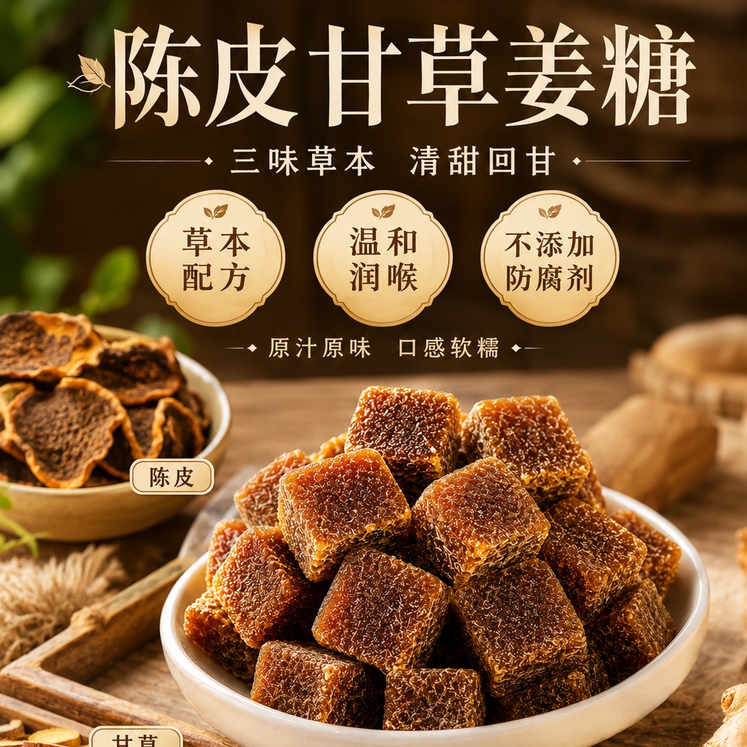 正宗陈皮甘草姜糖手工精制老姜味三伏天姜汁软糖润喉糖官方旗舰店