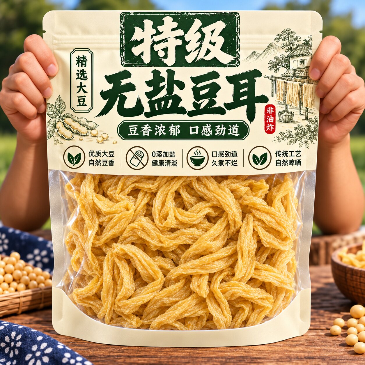 素肉豆耳官方旗舰店山东无盐大豆耳素肉凉拌菜炒菜火锅豆制品干货