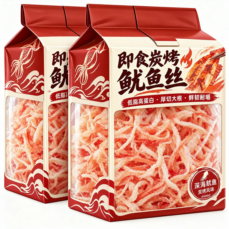即食炭烤鱿鱼丝罐装零食厚切大根低脂高蛋白肉韧不腥鲜香休闲食品
