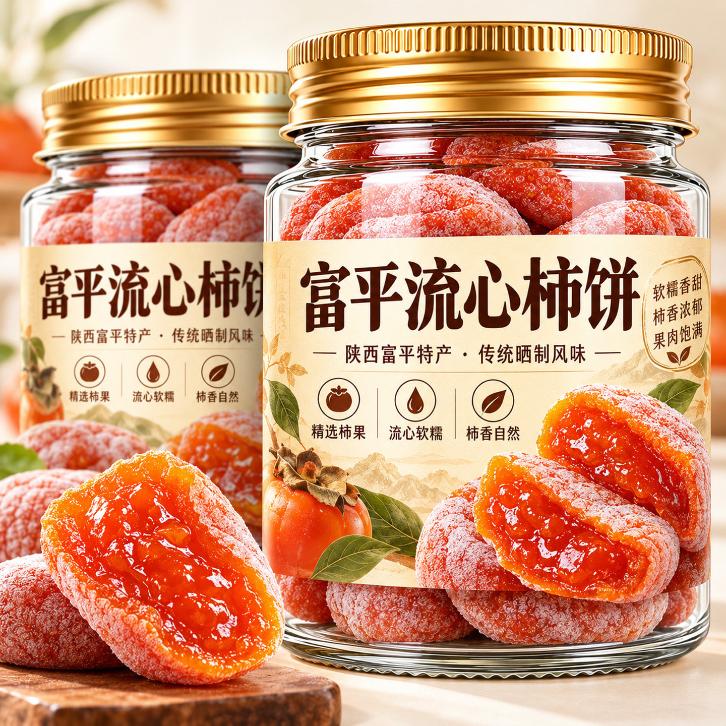 特级流心柿饼陕西富平官方旗舰店正宗广西流心柿子干独立包装冰柿