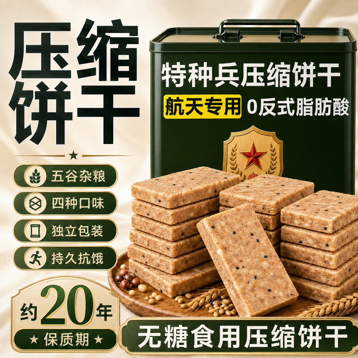 特种兵食用压缩饼干军干粮正品官方旗舰店独立包装无糖低脂代餐