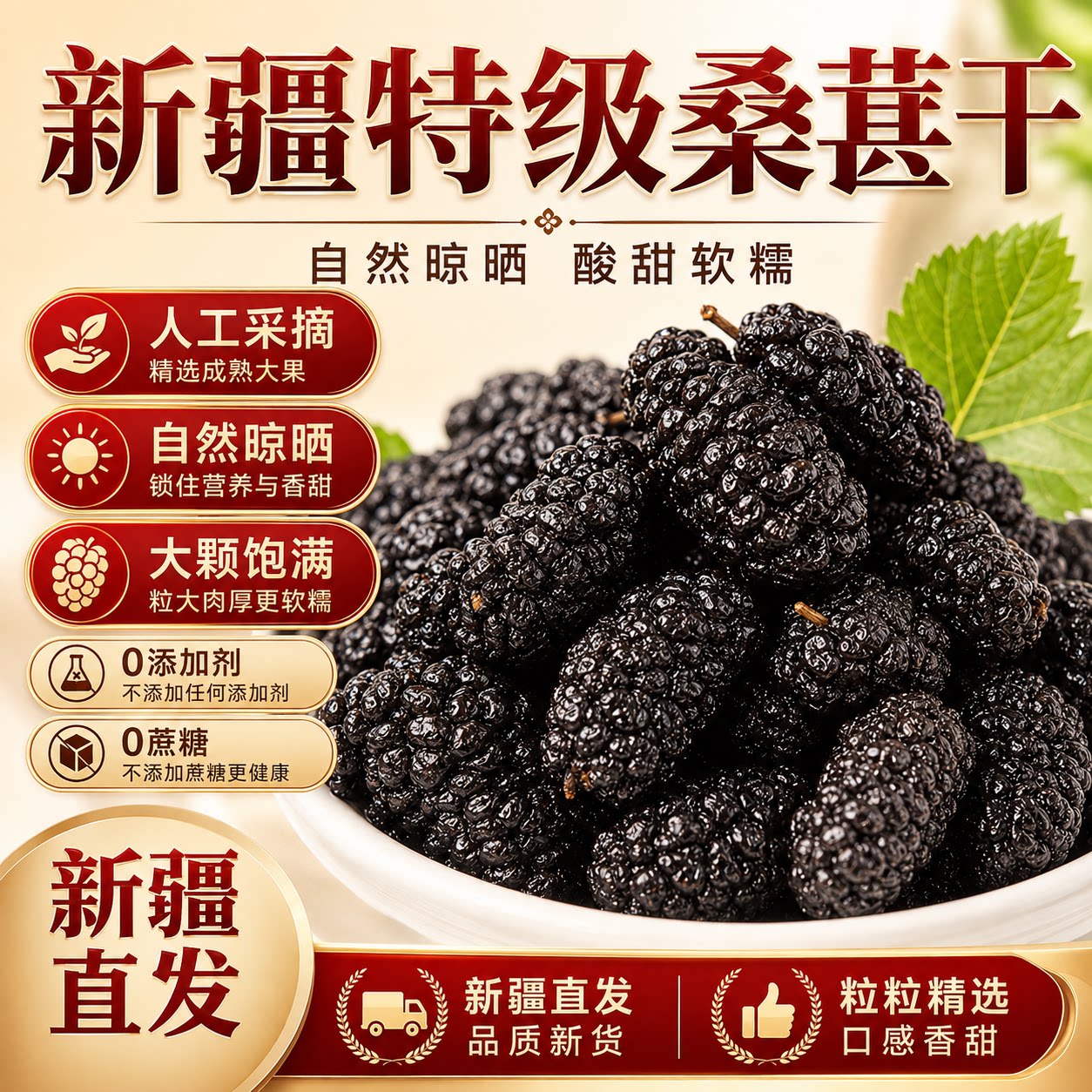 新疆特级桑葚干正品官方旗舰店黑桑椹特级中药材泡水酒正宗即食