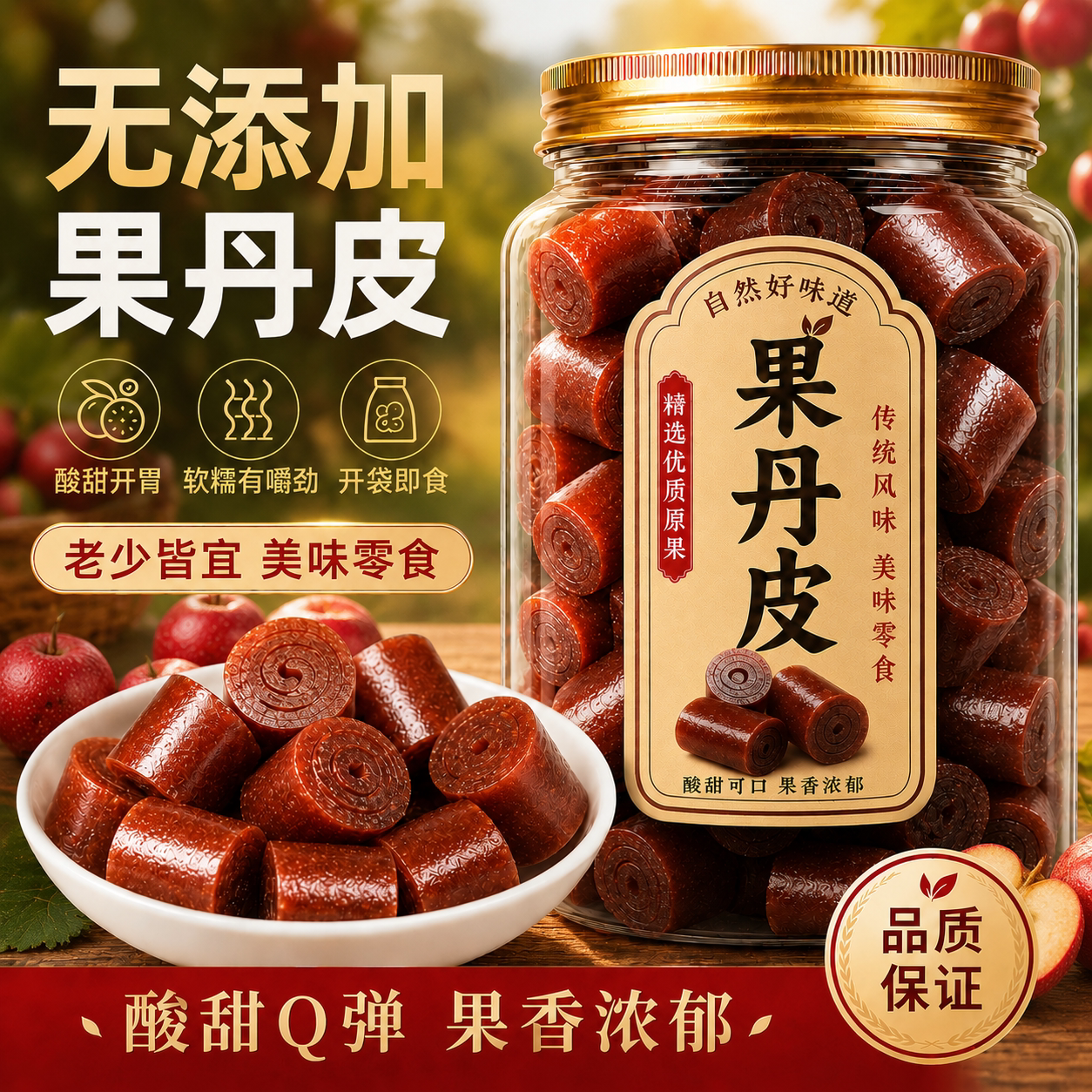果丹皮山楂卷无糖精无添加胃消食老式休闲零食独立包装官方旗舰店
