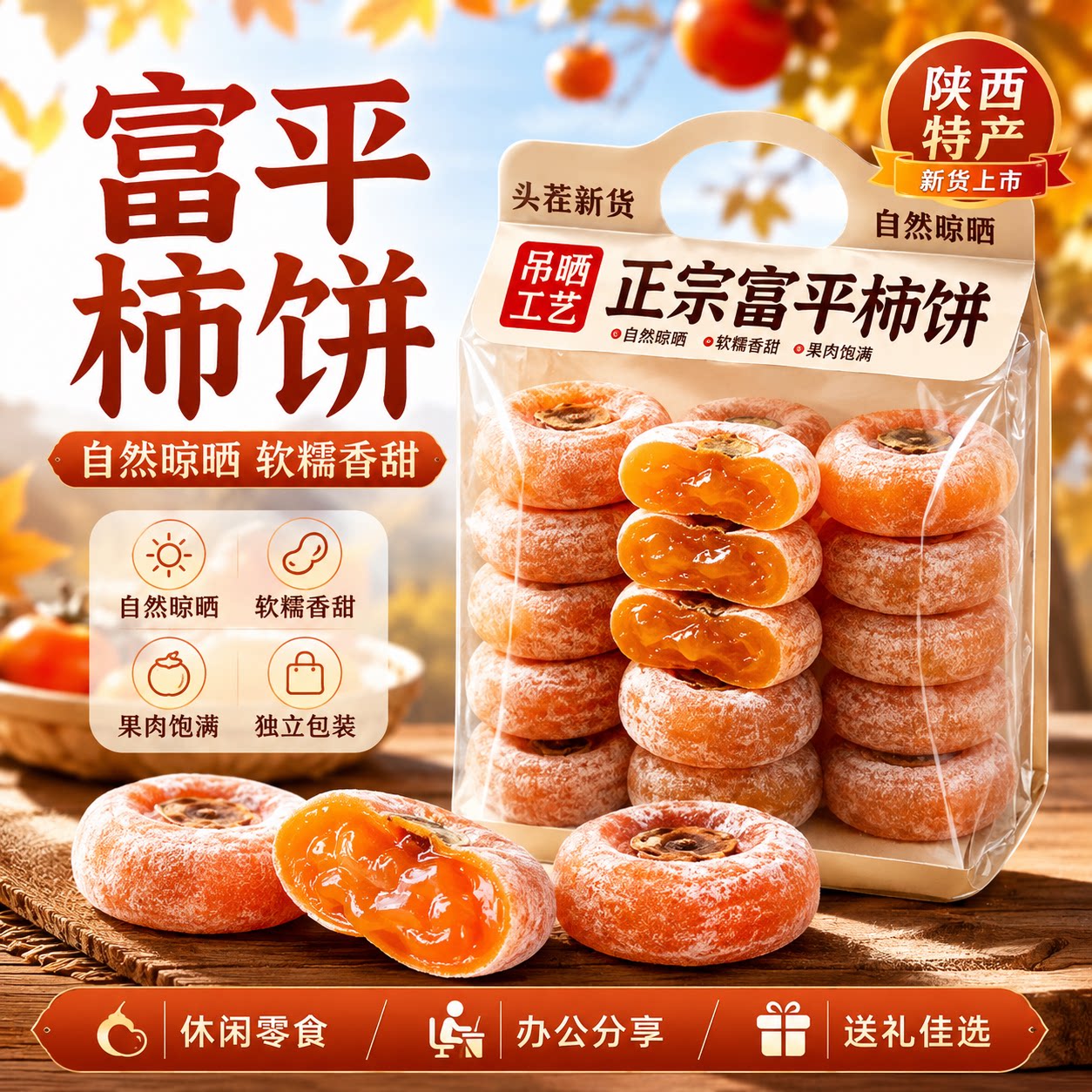 特级富平柿饼陕西正宗流心柿子吊柿饼圆柿饼当季新鲜官方旗舰店