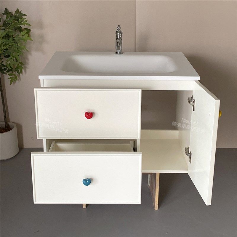 多巴胺奶油风可丽耐n一体盆浴室柜组合化妆室陶瓷洗漱台实木洗手,家装主材,浴室柜组合,淘宝优惠券,粉丝福利购,淘宝优惠卷