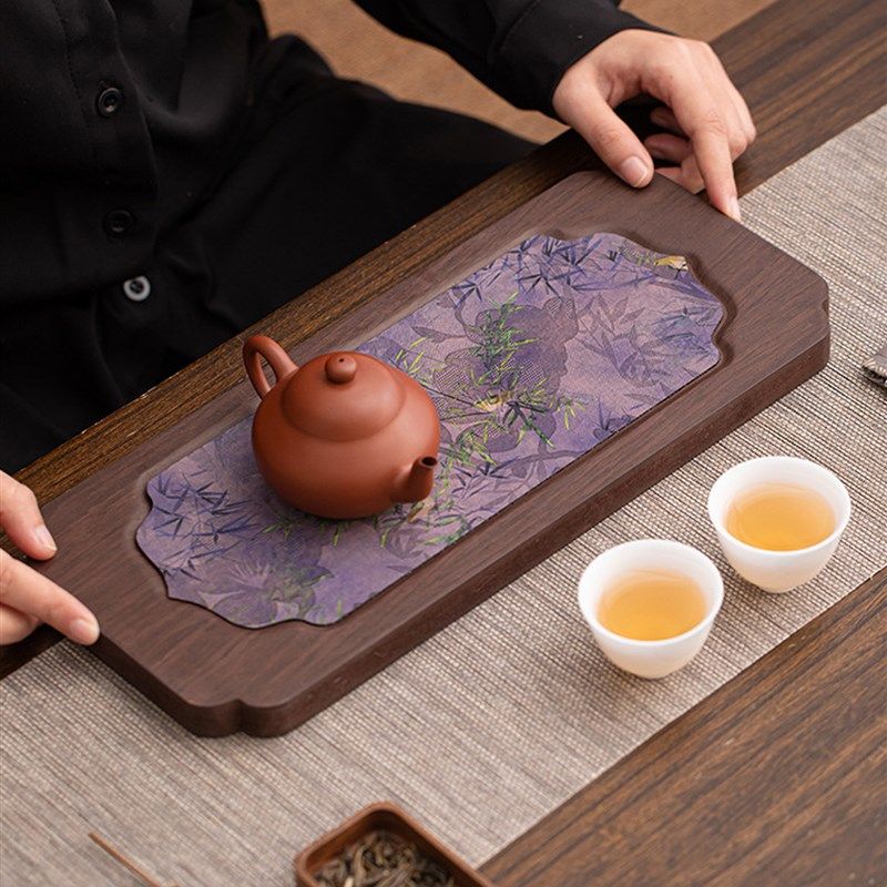 覆古胡桃木色壶承茶席垫套装干泡台茶盘茶L壶托盘茶具收纳盘小茶,餐饮具,茶托,淘宝优惠券,粉丝福利购,淘宝优惠卷