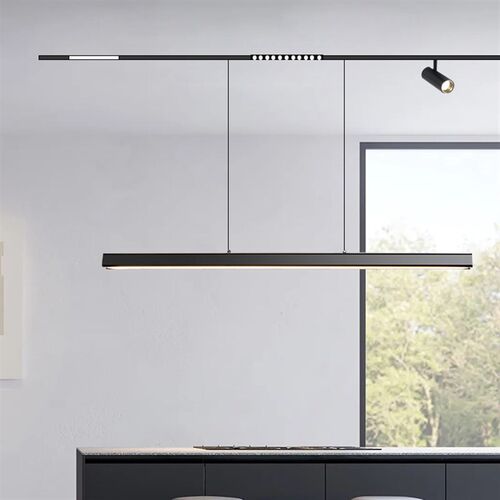 全光谱一字餐厅吊灯现代极简无主灯磁吸轨道N吊灯创意吧台餐厅吊