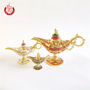 阿拉丁神灯壶摆件敦煌许愿v灯金属家居装饰乔迁礼物阿拉伯神灯玩