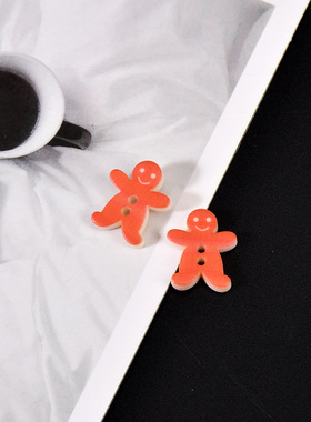 复古橙色姜饼人树脂纽扣秋冬氛围ins针织毛衣装饰扣子