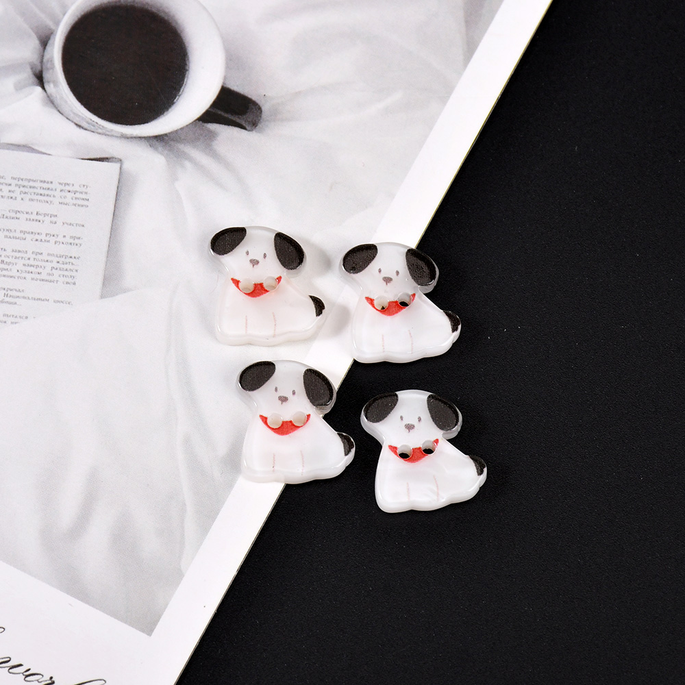 黑白小狗卡通可爱纽扣配件diy手工洞洞鞋头饰装饰扣子