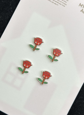 15*13.5mm红色玫瑰花纽扣儿童衬衣衬衫扣子开衫手工DIY装饰扣辅料