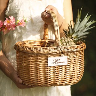 速发68藤篮柳编编织野餐编中秋花篮水果采摘竹篮子竹编鸡蛋篮竹筐