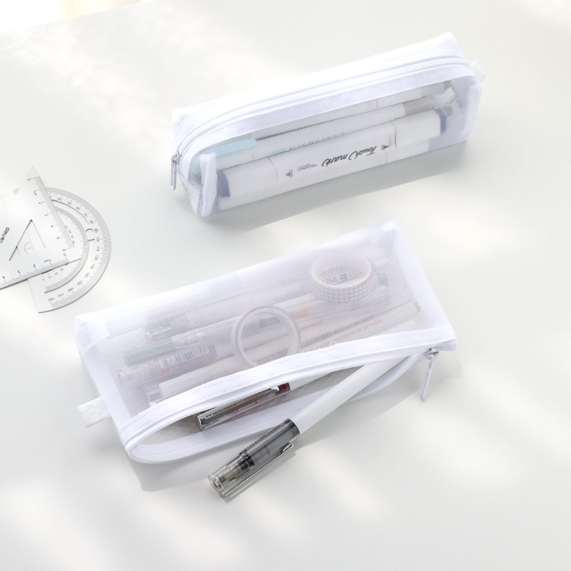 速发简风学生笔袋 透明铅笔大 约白色袋容量文具袋