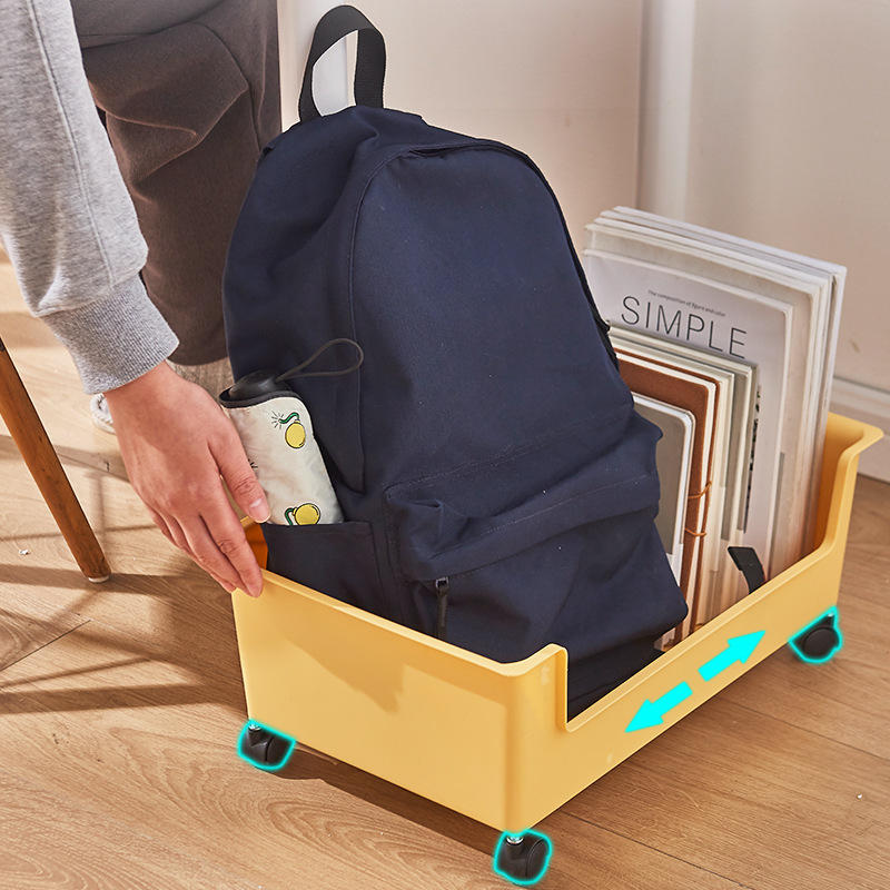 速发可包置物架书移动书桌下放包学神器的习桌旁推拉式收纳带滑轮