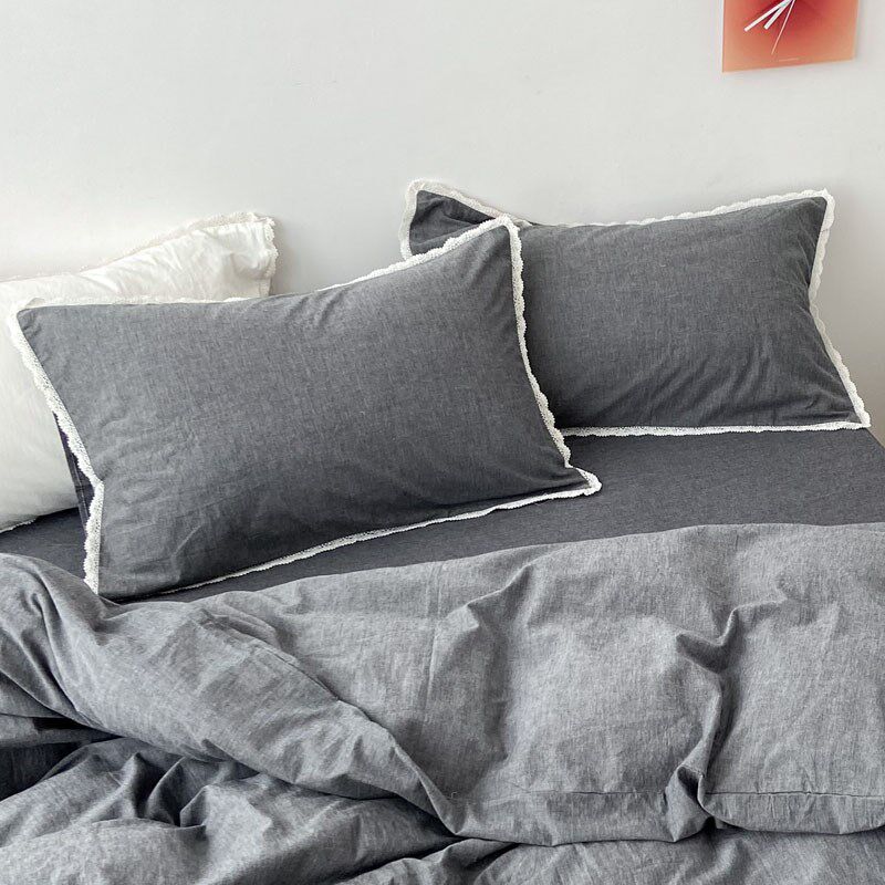 速发枕头单个学生枕套色纯套简约枕头罩一对装水洗棉枕芯套整套男