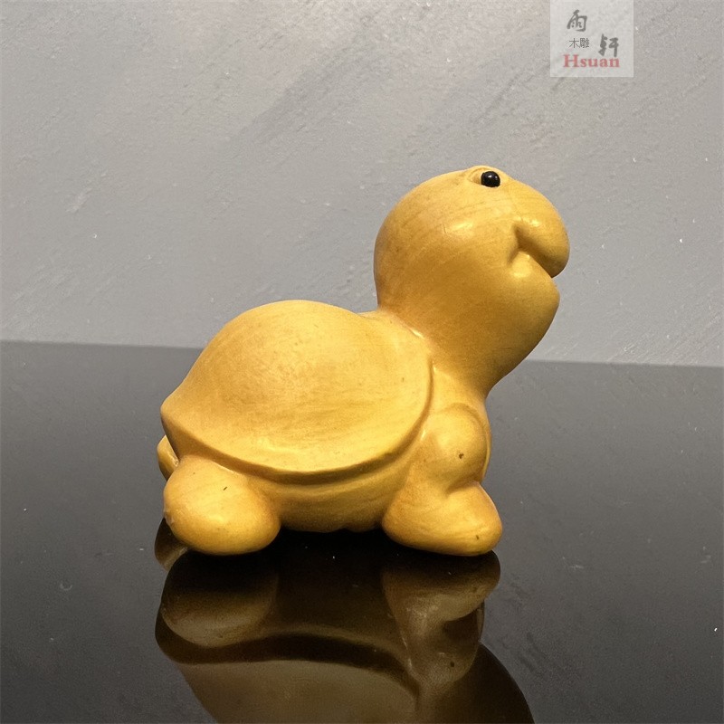 速发小叶黄天木雕大头乌龟实木品刻手把件文玩工艺雕中式摆件富甲
