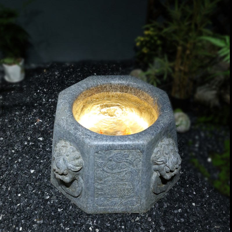 速发中式庭院假山流水创意貔貅喷泉造景景观鱼池花园布置装饰水池