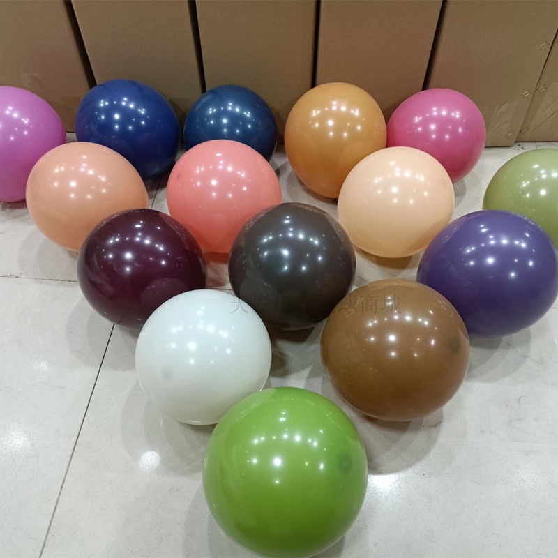 速发10寸复古色圆形乳胶杏球绿橄榄色可可气色生日装饰布置汽球