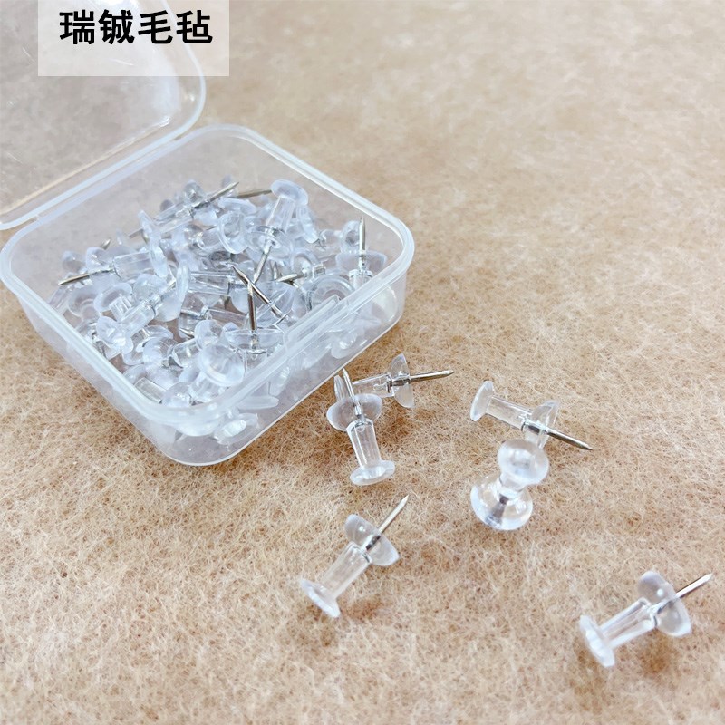 速发8钉m透明钉字工短钉一盒5枚留言图钉软木m照片墙大头钉盒装