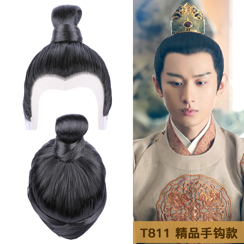 速发唐朝男短发古装古风黑短直发汉服男士头套假发套高温丝侠客书