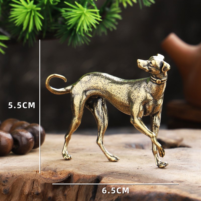 速发小宠实心纯狗摆件复古猎犬茶铜守护忠诚狗各类精品铜器摆件