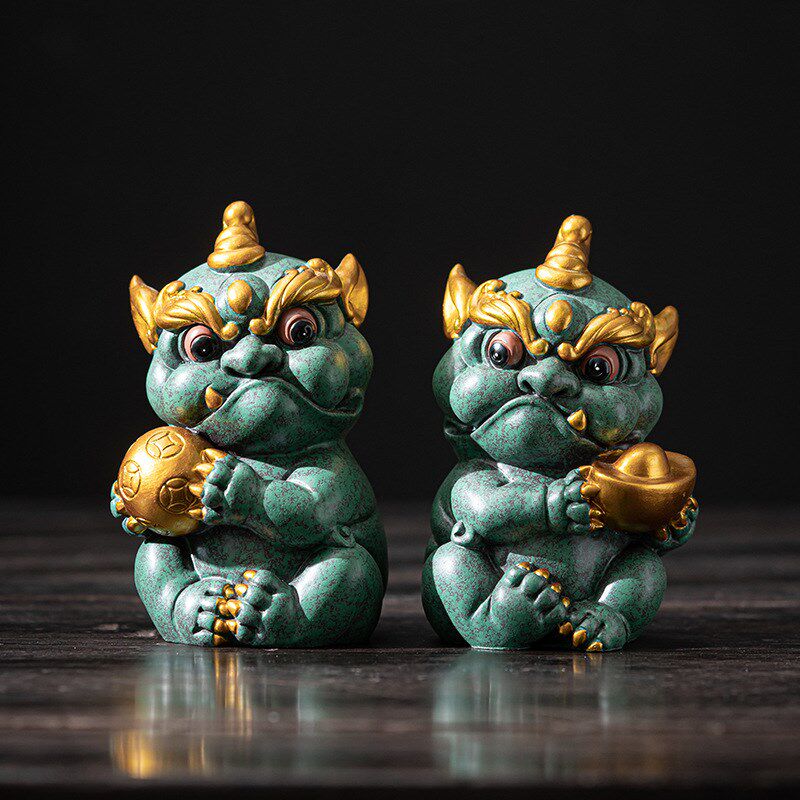 速发国风青砂面貔貅桌石小摆件创品精意手把件可养茶宠茶道装饰品