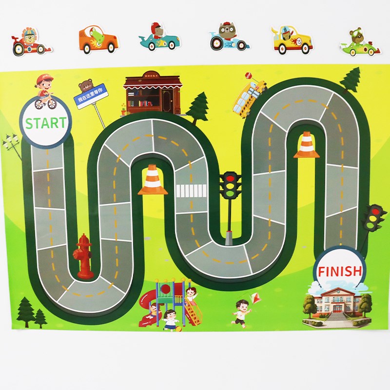 速发班级课组P贴赛车磁性K英语分堂教具儿童小组比赛创意跑道玩具