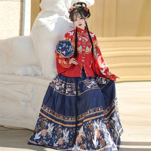 速发202服新款改良汉4成人明制马袄短面裙古风古装龙年拜年服春