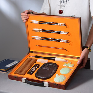 速发毛笔套装初学初学者入纸套装学生练字全套文房四宝笔墨级砚精