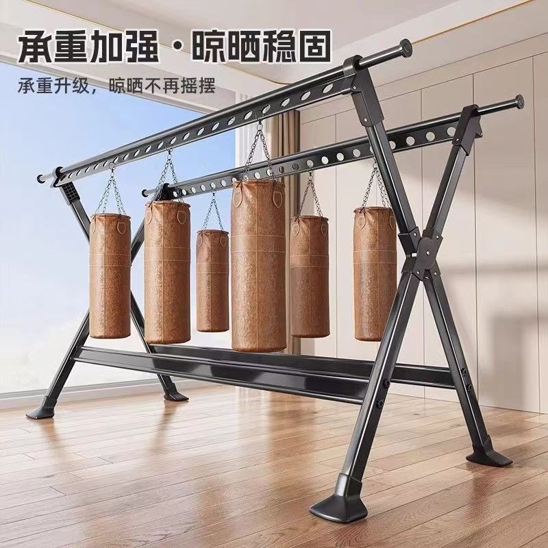 速发落地缩晾衣架可伸式家用内外防风不锈钢折叠室户外加厚晒被子