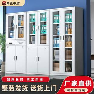 钢制办公文件柜铁皮资料柜财务凭证档案柜收纳带锁储物柜矮柜厂家