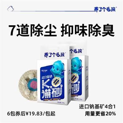 养了个毛孩4合1混合猫砂整箱2包豆腐砂无尘除臭膨润土钠基矿石6L