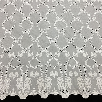 直销新款9088棉布绣花全棉链条花波浪边绣花 网红女装连衣裙布料